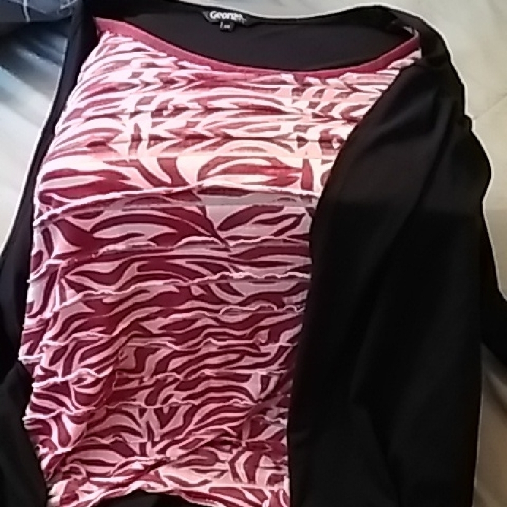 George Pink and White Ruched Tank Top